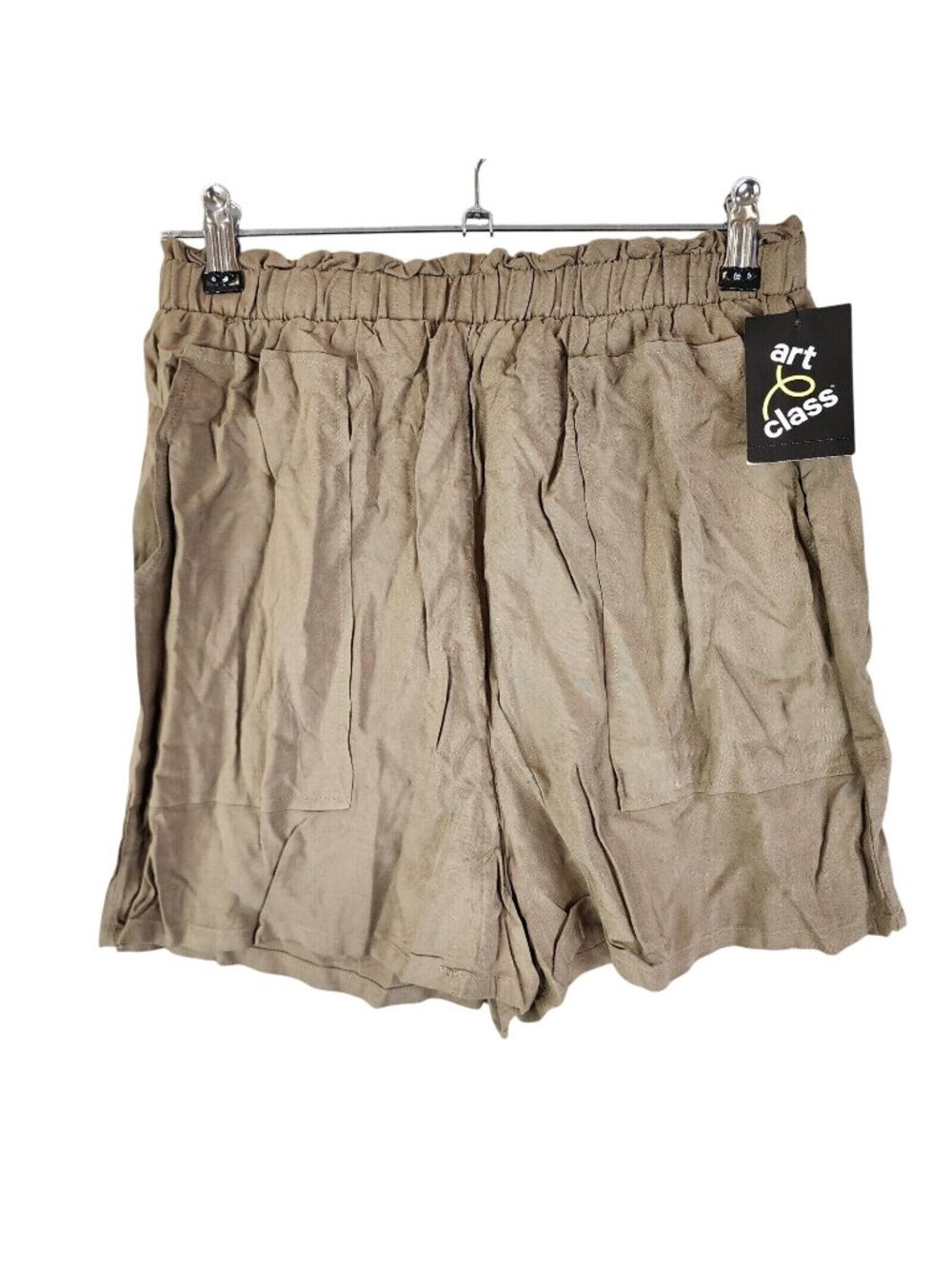 Girls Art Class Linen Brown Shorts Elastic Waist 3" Inseam Size XL (14/16)